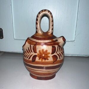VINTAGE MINI MEXICAN TONALA CLAY POTTERY WATER JUG